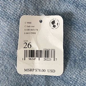 NWT: tag detached but never worn, just bought today, Free People Jeans, size 26